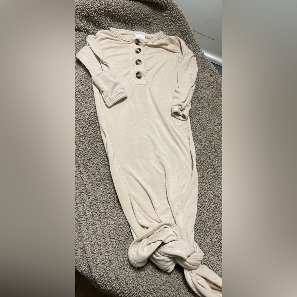 Cream Long Sleeve Buttoned gown